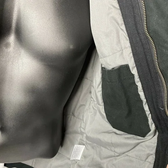 Converse One Star Black Jacket Quilted Lined Zip Snap Front Coat Size XS - Picture 8 of 10